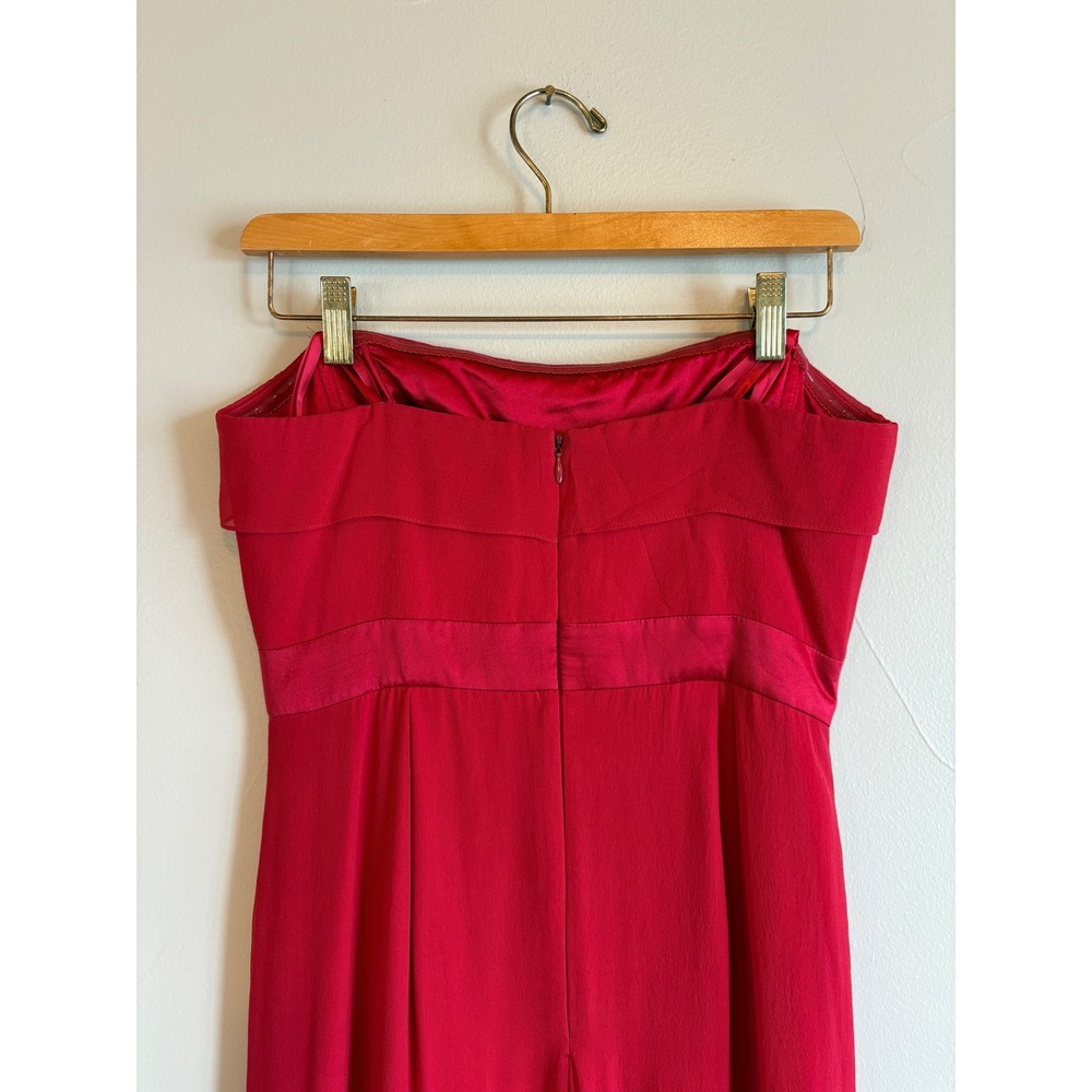 BCBGMaxazria Red Silk Gown Strapless Ruffle Tiered Formal Dress Y2K 100% Silk - Picture 6 of 16